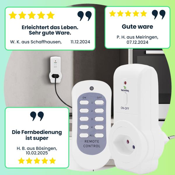 Funksteckdosen 3er-Set (T13) mit Fernbedienung – Kabellose Steckdosen für Zuhause, 30m Funk-Reichweite & energieeffizient