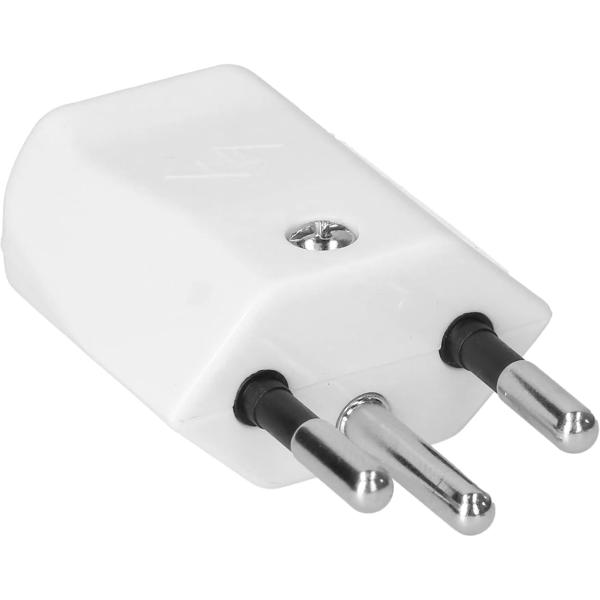 Fiche Prise Suisse T12 Blanc à Visser - L+N+PE 10A 250V Thermoplastique - Câble D 8.5mm - Électricité Max Hauri