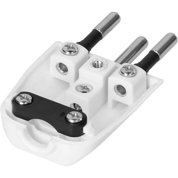 Fiche Prise Suisse T12 Blanc à Visser - L+N+PE 10A 250V Thermoplastique - Câble D 8.5mm - Électricité Max Hauri