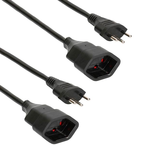 set di 2 cavi di prolunga, neri, da 3 pin ad accoppiamento, cavo di alimentazione, 5 m