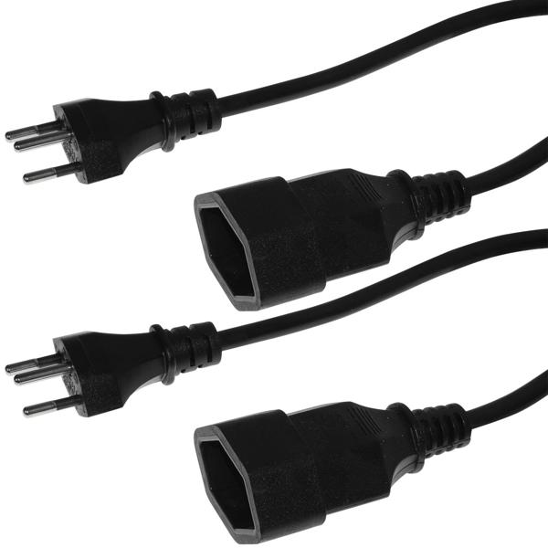 Lot de 2 rallonges électriques de 3 m chacune, noir – câble d’alimentation robuste 3 pôles avec prise – alimentation électrique sûre et flexible, idéale pour la maison, le bureau et l’atelier