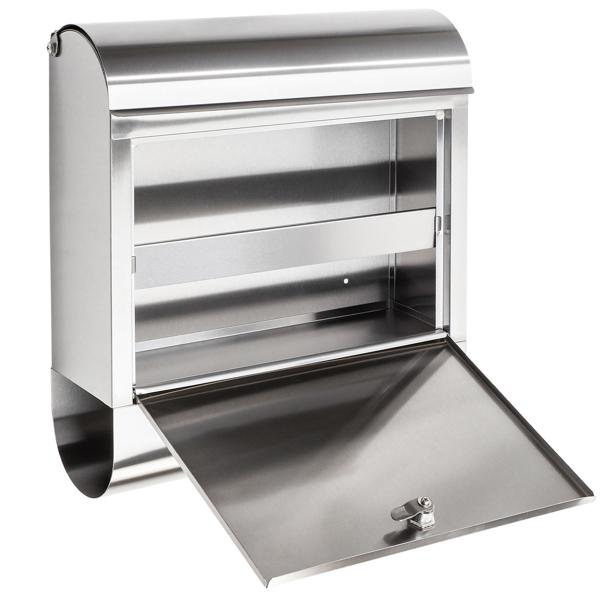 Boîte aux lettres en acier inoxydable avec compartiment à journaux et plaque nominative – système de verrouillage incl. 2 clés – insertion DIN A4 sans pli – kit de montage inclus