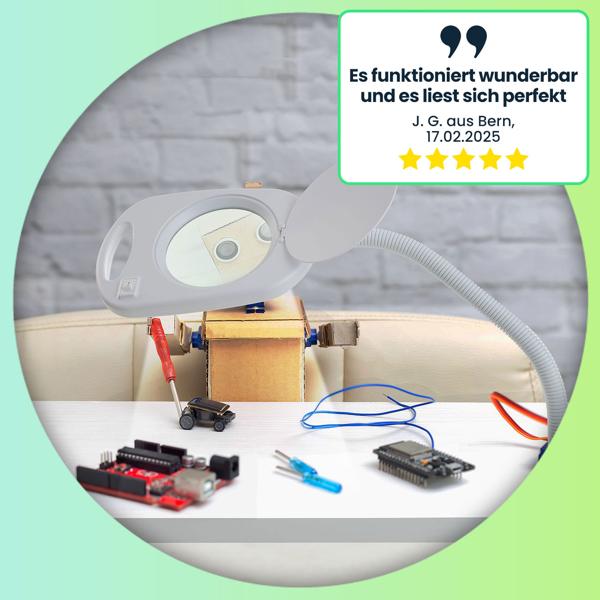LED-Lupenleuchte mit 5x Vergrösserung – Arbeitsleuchte mit Lupe, Klemme & Gelenkarm – Ideal für Kosmetik, Basteln & Reparaturen