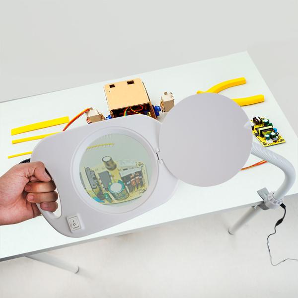 LED-Lupenleuchte mit 5x Vergrösserung – Arbeitsleuchte mit Lupe, Klemme & Gelenkarm – Ideal für Kosmetik, Basteln & Reparaturen