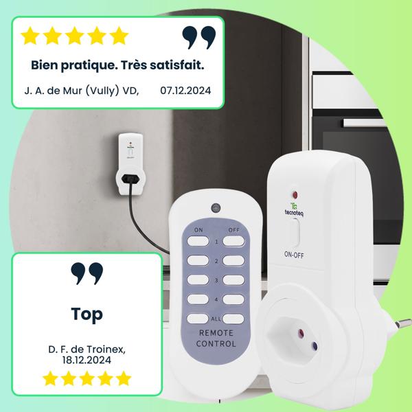 6 Prises T13 Télécommandées - Pilotage à Distance Appareils Électriques - Portée 30m, 2300W/10A - Lot de 6 avec Télécommandes Swiss Edition