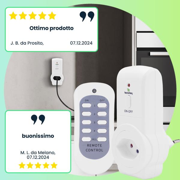 set di 6 prese radiocomandate T13 con telecomando - controllo wireless per i dispositivi, a lungo raggio, efficiente dal punto di vista energetico e facile da usare, ideale per la casa