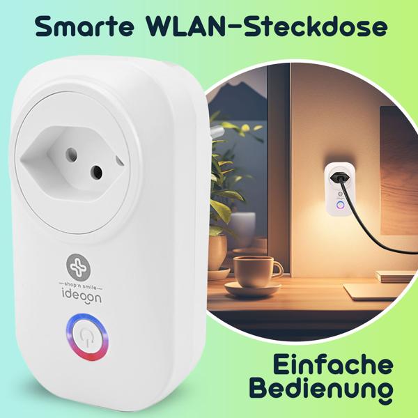 2er-Set Smarte WLAN-Steckdose mit Strommessung: WiFi-Funkschalter (weiss) für App-gesteuerte Energieersparnis & bequeme Geräteverwaltung