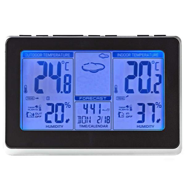 Station Météo Numérique Sans Fil - Capteur Extérieur Multifonction - Affichage LCD - Température Int/Ext, Prévisions Météo & Réveil