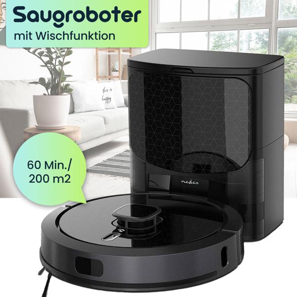 Saugroboter mit Wischfunktion, SmartLife App-Steuerung, Ladestation, Laser-Navigation, für Hartböden (Laminat, Parkett, Fliesen), Teppiche, Haare