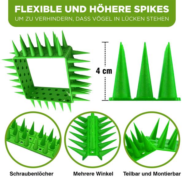 Taubenabwehr-Spikes, 5,4m: 12 braune Module (45cm). Zuverlässige Anti-Vogel-Spikes für wirksamen Schutz. Diskret & einfach zu installieren