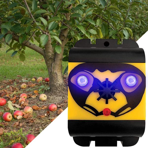 Répulsif Oiseaux Ultrasons Mobile - 40 m² Jardins, Vergers, Façades - Technologie Avancée, Frequences Multiples, Noir-Jaune - Efficace