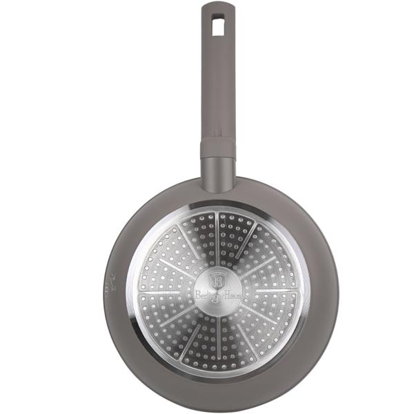set de 3 poêles design (Taupe) - Poêles à frire 20+24cm, Poêle à griller 28cm - Alu forgé, Titane, Soft-Touch - Haute qualité & Robuste