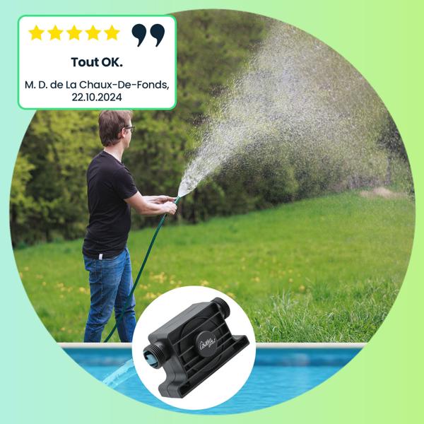 Pompe pour perceuse - Vider mare/aquarium/piscine - Débit 1200 L/h - Système clic universel - 2 adaptateurs/colliers - Hauteur refoulement 14m