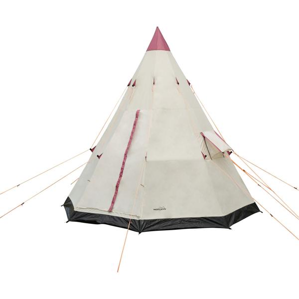 Robusta tenda tipi per 3 persone, Ø 2,5 m, idrorepellente, bianco-nera. Facile da montare, spaziosa, ideale per il campeggio e le avventure all‘aperto