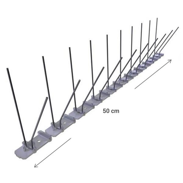 10er-Set Spikes zur Taubenabwehr, 2-reihig mit Edelstahl-Spitzen, 5 m