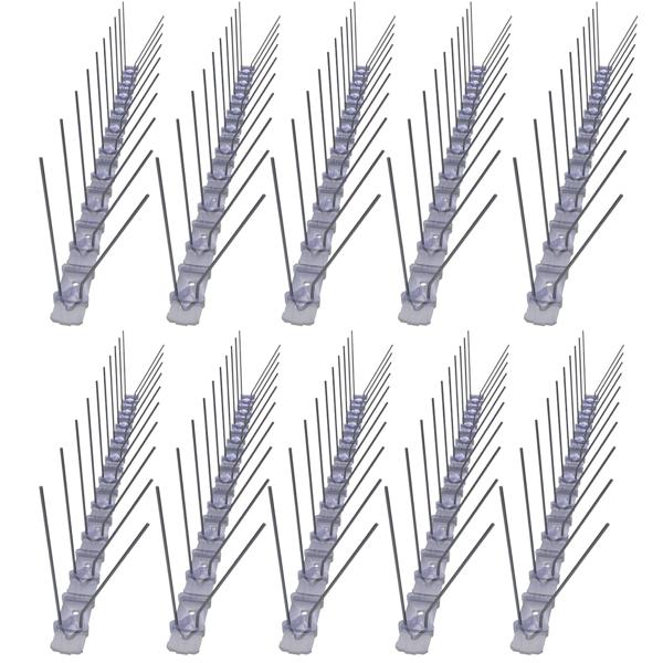 10er-Set Spikes zur Taubenabwehr, 2-reihig mit Edelstahl-Spitzen, 5 m