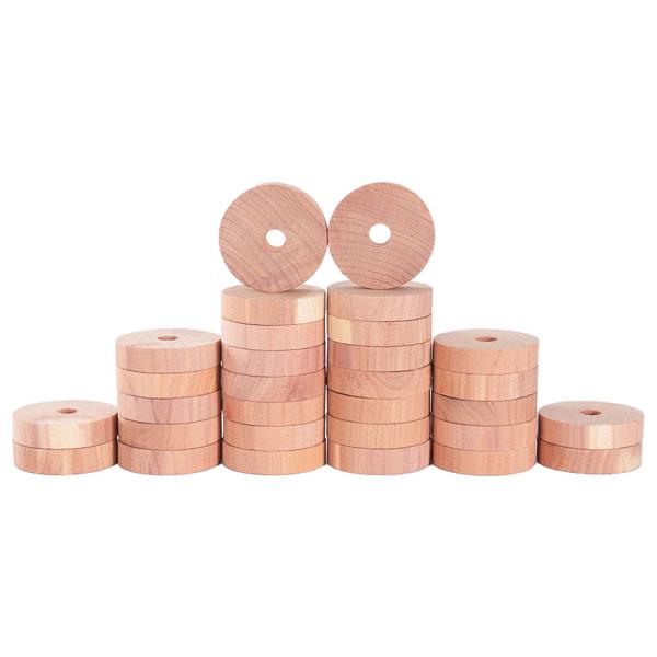 Premium Zedernholz Mottenringe 30er-Set: Natürlicher Mottenschutz für Kleiderschrank & Garderobe, Passend für alle Kleiderbügel