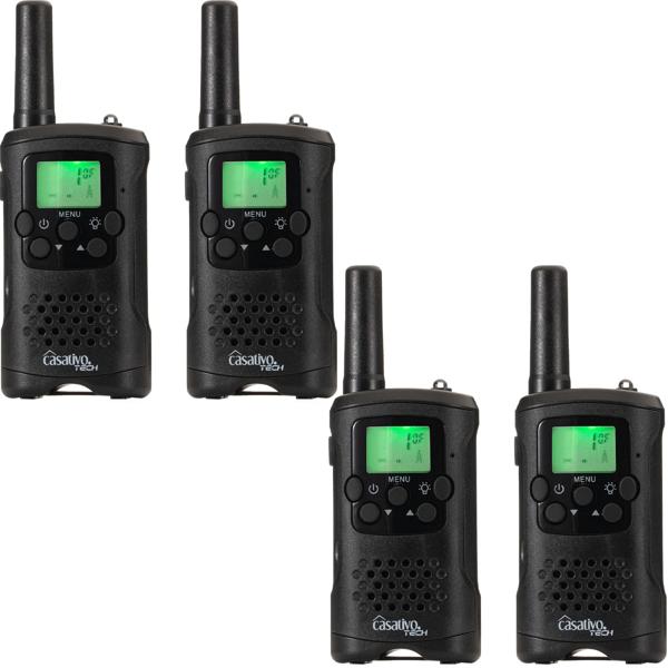 4er-Set Profi Akku-PMR-Funkgerät, Gürtelclip & Taschenlampe, Walkie Talkie mit 10km Reichweite, 8 Kanäle, Ladestation, 8 Stunden Sprechzeit