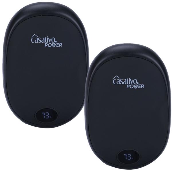 2er-Set Zuverlässiger 2in1 USB Handwärmer mit Powerbank Funktion, 10.000 mAh, schwarz, warme Hände und gleichzeitig das Smartphone laden