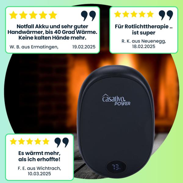 2er-Set Zuverlässiger 2in1 USB Handwärmer mit Powerbank Funktion, 10.000 mAh, schwarz, warme Hände und gleichzeitig das Smartphone laden