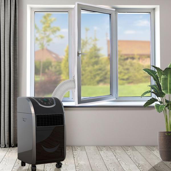 Fenster-Abdichtung für mobile Klima-Geräte oder Abluft Wäschetrockner, Fensterabdichtung, energiesparender Hot Air Stop m. schneller Installation
