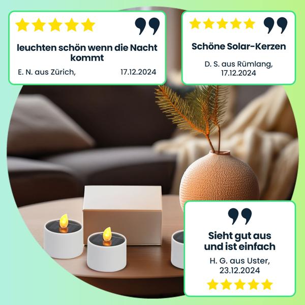 16er-Set Solar-LED-Teelichter – wetterfest (IP44), mit Dämmerungssensor & warmweissem Licht – kabellos, energiesparend & ideal für Garten, Balkon & Deko