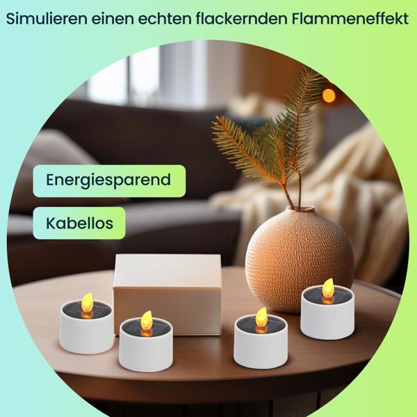 16er-Set Solar-LED-Teelichter – wetterfest (IP44), mit Dämmerungssensor & warmweissem Licht – kabellos, energiesparend & ideal für Garten, Balkon & Deko