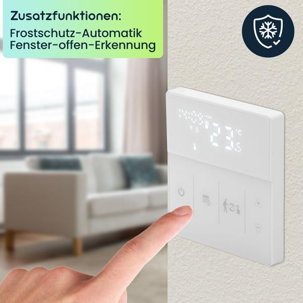 2er-Set WLAN-Thermostat für Fussbodenheizungen - App- & Sprachsteuerung, Heizkosten senken, 2 Sensoren - Alexa/Google/Siri, 230V, weiss