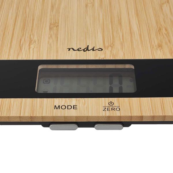 Bambus Küchenwaage bis 5kg, digitales Display, auf 1g genau, Flüssigkeitenmessung, exakte Waage für die Küche, präzises Wiegen, modernes Design