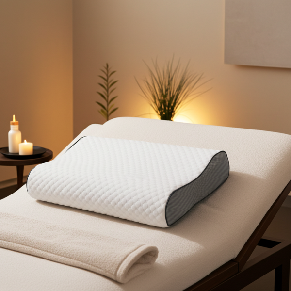 Ergonomisches Memory-Foam-Kopfkissen 60x40 cm – weiss-grau, atmungsaktiv & druckentlastend – Erholsamer Schlaf &  Nackenstütze