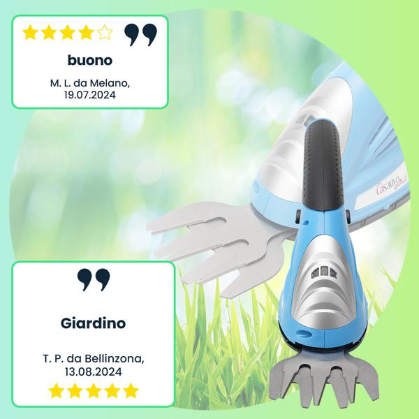 Cesoie per erba e arbusti a batteria, 1100 giri/min, lama per erba e arbusti sostituibile, indicatore del livello di carica, impugnatura ergonomica, interruttore di sicurezza