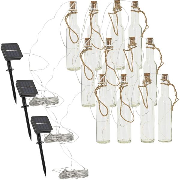 3er-Set Originelle Solar Flaschen-Lichterkette, warmweisses Licht – Dekorative LED-Lichter für Garten, Balkon & Terrasse, stimmungsvolle Beleuchtung