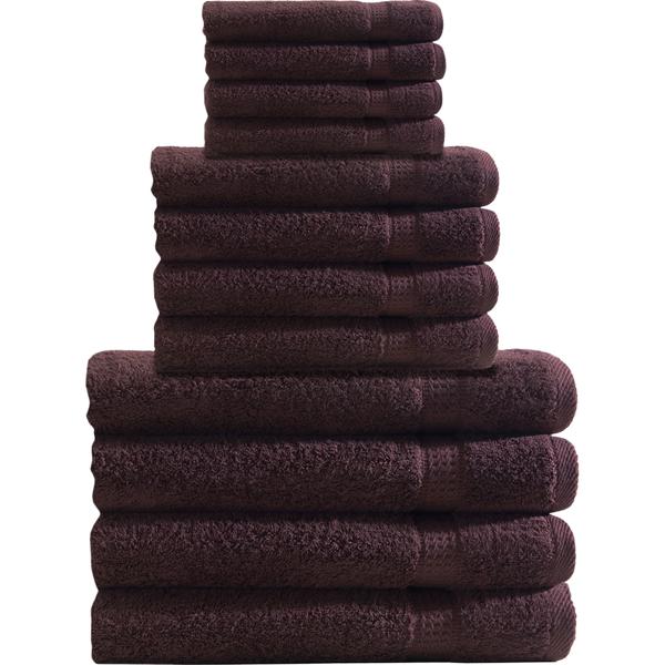 Handtuchset 12-teilig – 4 Gäste-, 4 Hand- & 4 Badetücher aus 100% Baumwolle - braun, weich, saugstark & schnelltrocknend - OEKO-TEX zertifiziert