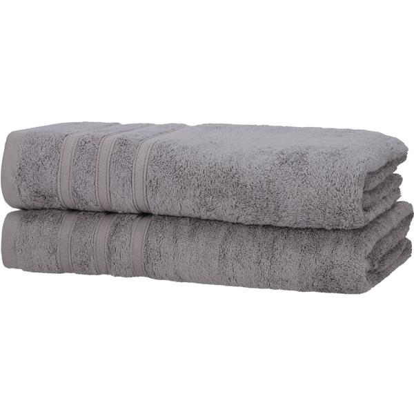 Lot de 2 Serviettes de Douche - Bambou & Coton, 70x140cm, Grises - Douces, Absorbantes, Antibactériennes - Oeko-Tex 100 - 450 g/m²
