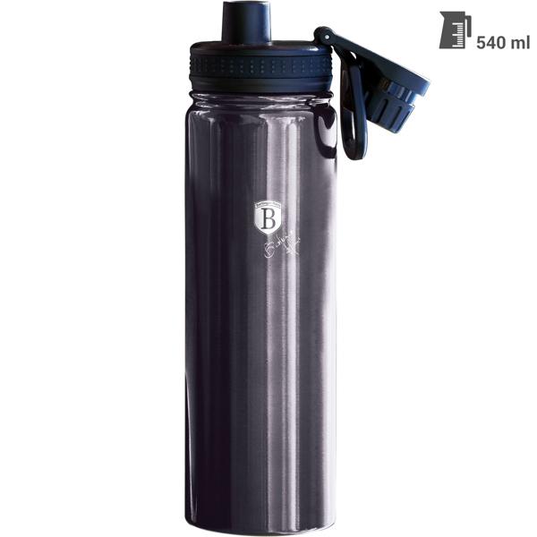 lot de 4 gourdes, gourde de sport, 540 ml chacune, acier inoxydable, couleur gris foncé métallique