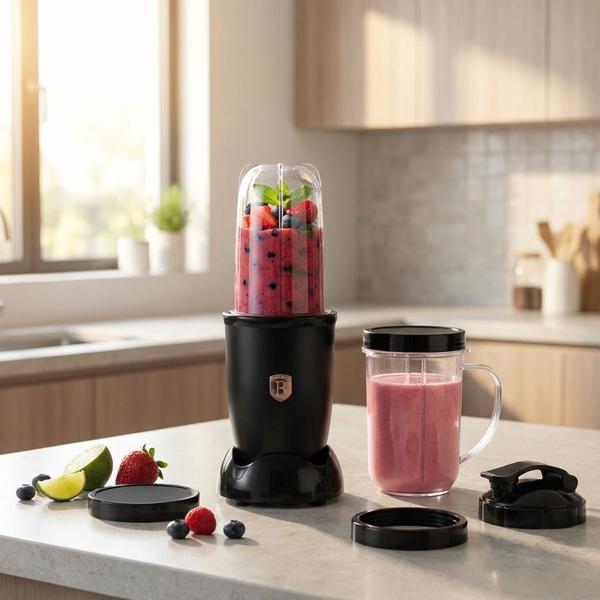 Mixeur Multifonctions 400W Noir & Or Rose - Glace Pilée & One-Touch - Smoothies, Sauces, Shakes - Gobelet 500ml Inclus
