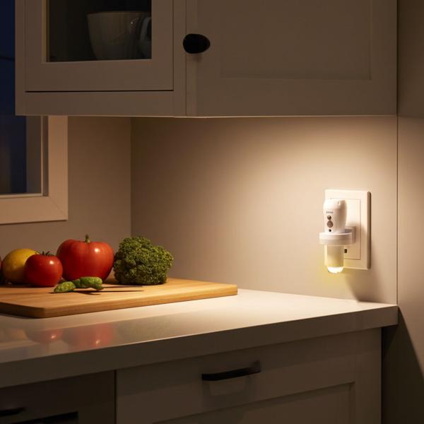 Akku LED-Taschenlampe für die Steckdose: 200lm, Einschaltautomatik, Nachtlicht, weiss - Automatisches Steckdosen Notlicht & Taschenlampe