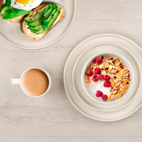 Set vaisselle faïence 16 pièces crème - Idéal quotidien, premier appartement - Durable, micro-ondes/lave-vaisselle - 4 assiettes, saladiers, tasses