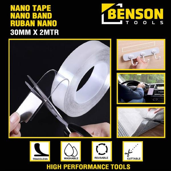 3er-Set Doppelseitiges Nano-Klebeband - Waschbar, Wiederverwendbar & Rückstandsfrei - Transparentes Klebeband für Haushalt & DIY - 2 m x 3 cm