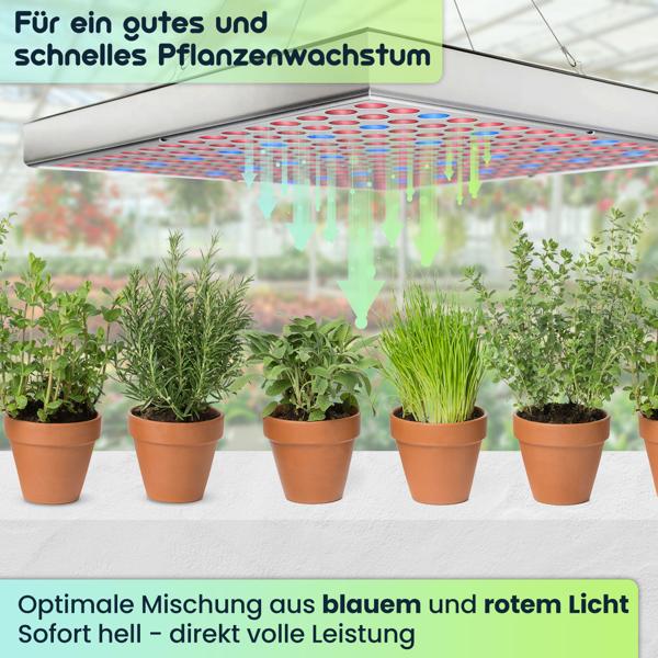 3er Professionelle Pflanzen-Wachstumslampe mit 225 LEDs - 250 Lumen, 300x300x35mm – fördert das Wachstum von Pflanzen effektiv & zuverlässig