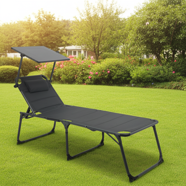 Multifunktionale Solar-Sonnenliege: 20W Solarpanel, 2 x USB, faltbar & wetterfest (IP54) - ideal für Garten, Terrasse, Camping & mehr