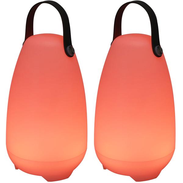 set di 2 lampade di design a batteria - lampada da tavolo ricaricabile, 26 cm: 4 modalità di luce bianca + 16 colori RGB, IP44, resistente alle intemperie - il vostro accento luminoso flessibile