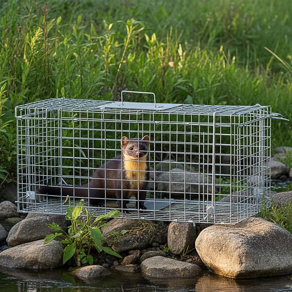 Robuste Marder Lebendfalle (66x26x23cm) aus Metall – Mit Tragegriff & Beissschutz – Sicherer Fang ohne Verletzungen für Mensch und Tier