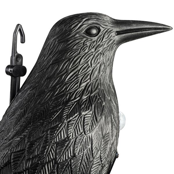 2er-Set Realistische Vogelabwehr Krähe mit Sound: Batteriebetriebener Raben Vogelschreck für effektive Vogelabwehr. Natürliche Krähengeräusche zur Abschreckung