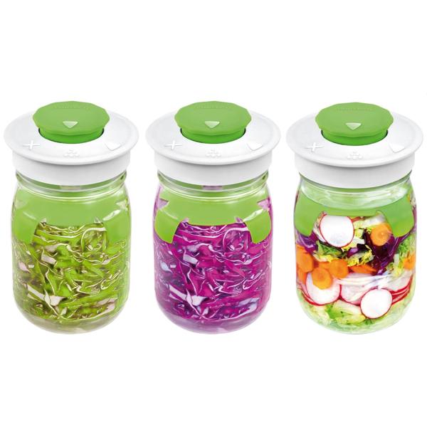 3er-Set Fermentierglas 1 Liter - mit Entlüftungsventil für beste Fermentationsergebnisse – Konservierung für Einsteiger & Profis, gesunde Ernährung