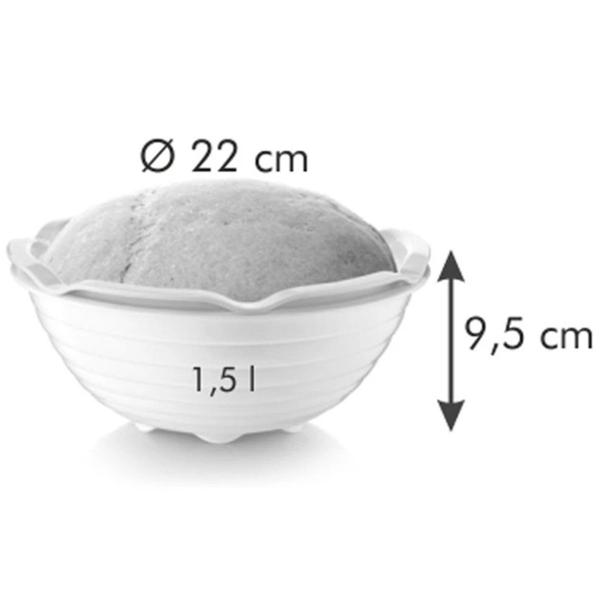 Panier de fermentation avec bol - Développement pâte optimal, croûte parfaite - 1,5L - Passe au lave-vaisselle - Plastique - Ø22xH9,5cm