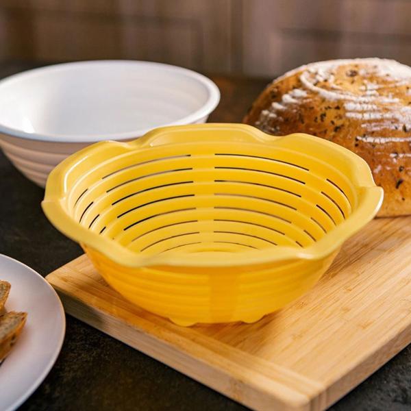 Panier de fermentation avec bol - Développement pâte optimal, croûte parfaite - 1,5L - Passe au lave-vaisselle - Plastique - Ø22xH9,5cm
