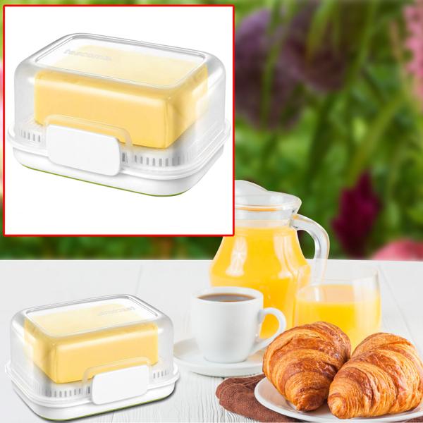 Piatto per burro con raffreddamento ad acqua, coperchio trasparente