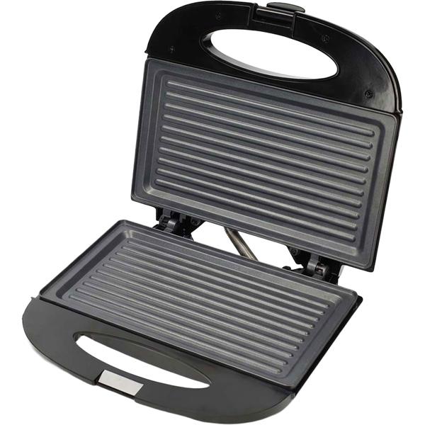 Macchina per panini e griglia a contatto antiaderente, nera, 750W, per toast o panini, carne o verdure, facile da pulire