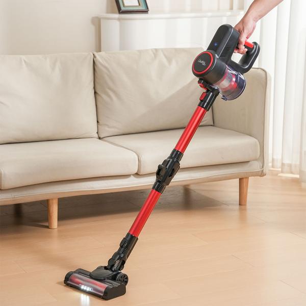 Akku-Handstaubsauger & Bodensauger 2in1 mit Elektrobürste: 18 kPa Saugkraft, beutellos, 2 Modi – Schmutz & Staub einfach verschwinden lassen